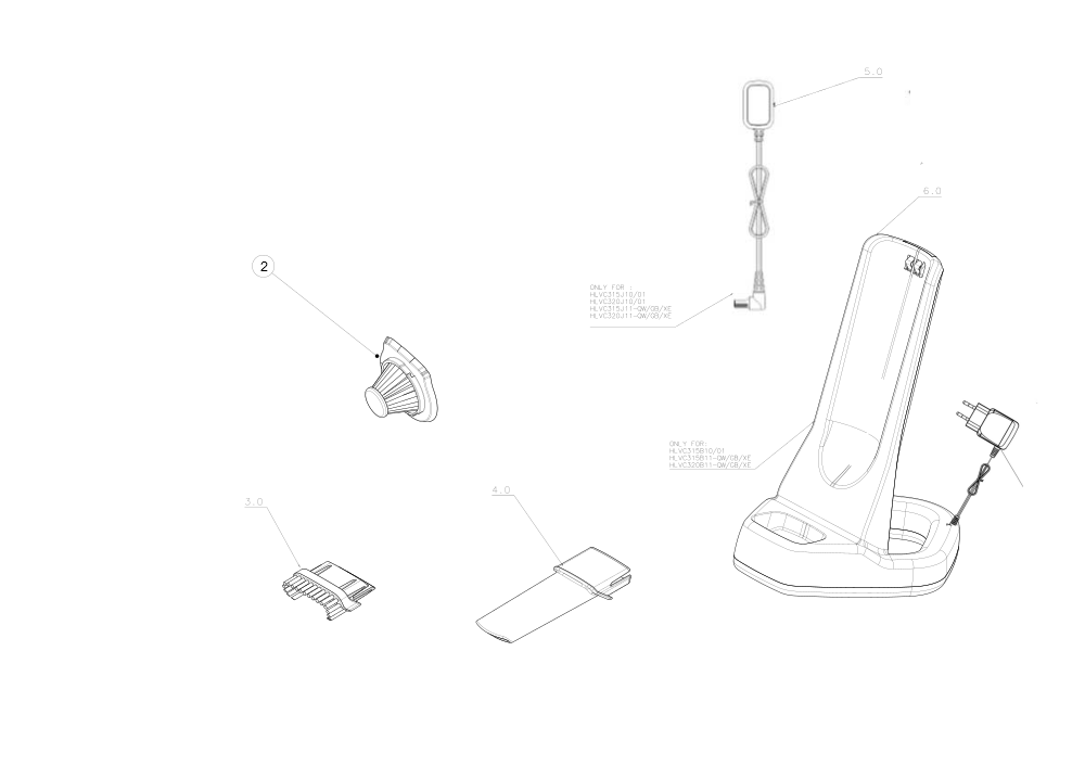 Exploded Diagram A Diagram and Parts List for HLVC320B01 Type 1 Black and Decker Hand Vacuum